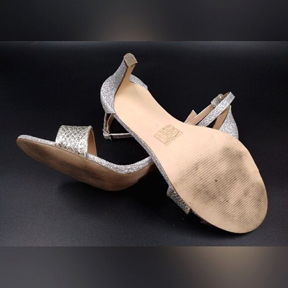 Call it Spring Sparkle Silver High Heel Shoes SZ 10 Formal Party Open Toe - Picture 14 of 16